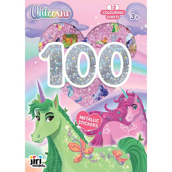 100 METALICKÝCH SAMOLEPIEK S MAĽOVANKOVÝMI LISTAMI JEDNOROŽCE