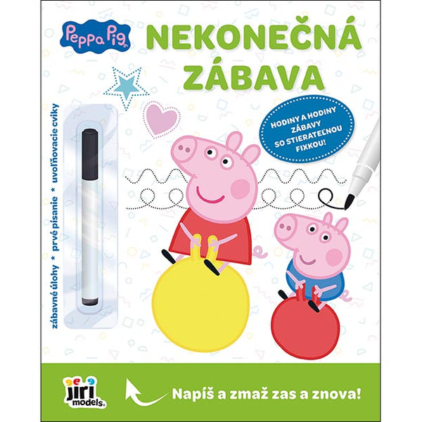 NEKONEČNÁ ZÁBAVA PRASIATKO PEPPA STIERACIA KNIŽKA S FIXKOU