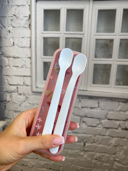 LYŽIČKY 2 KS S PUZDROM KVETY A MOTÝLE