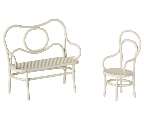 LAVICA SO STOLÍKOM off white (malý domček MAILEG)