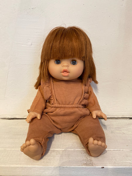 SET OBLEČENIA MINIKANE - OVERAL S BLÚZKOU tehlová