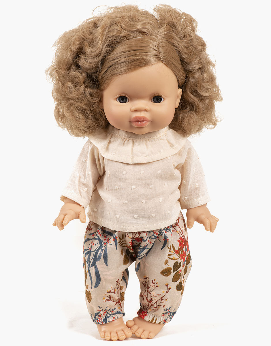 Collection Minikane poupee gordis nouveautes automne hiver 2021 ensemble coline top plumetis et pantalon en coton adonis look