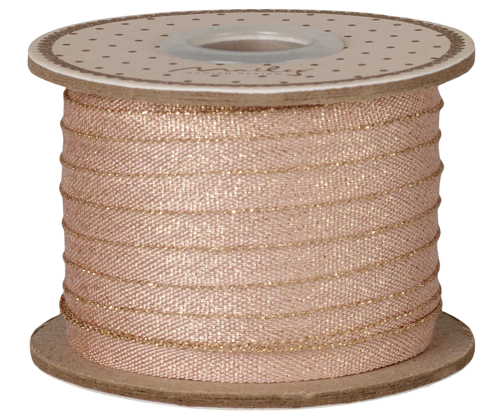 DARČEKOVÁ STUHA 25M Light rose/Gold MAILEG
