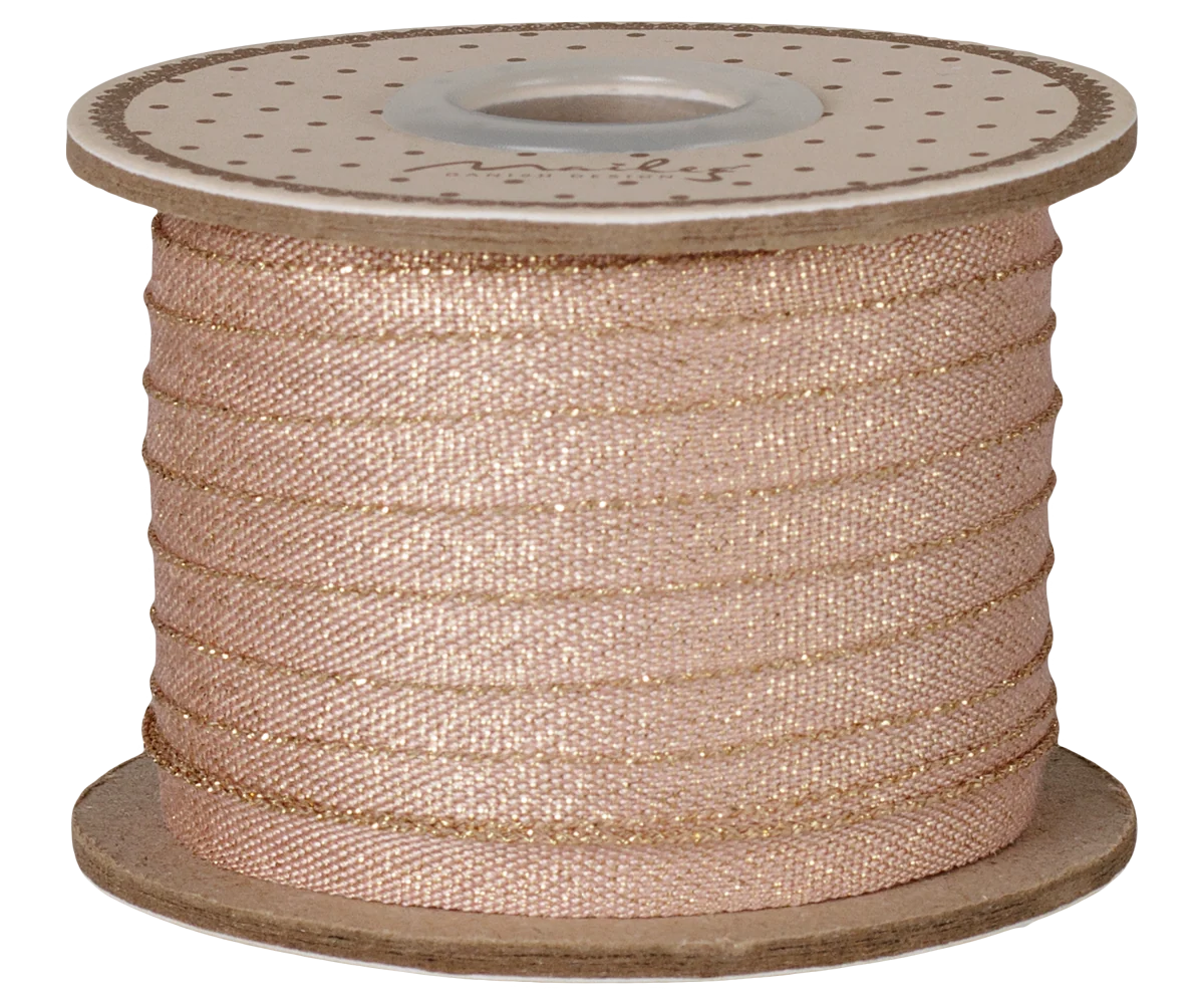 DARČEKOVÁ STUHA 25M Light rose/Gold MAILEG