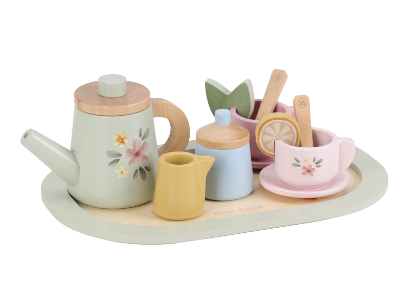 Čajový set drevený S kvetinovou potlačou – obrázok 3