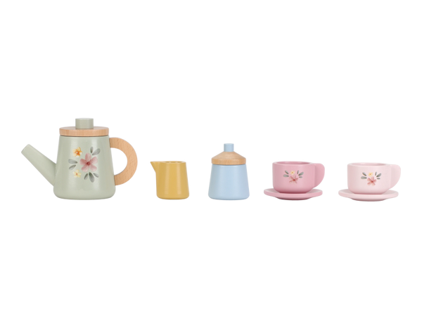 ČAJOVÝ SET DREVENÝ S KVETINOVOU POTLAČOU