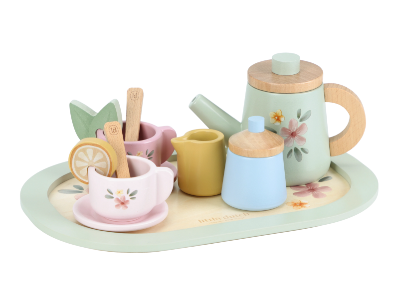 Čajový set drevený S kvetinovou potlačou – obrázok 4