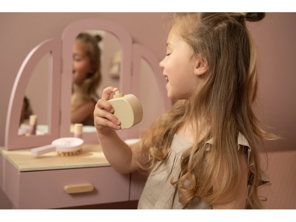 LITTLE DUTCH TOALETNÝ STOLÍK SO STOLIČKOU DREVENÝ PINK