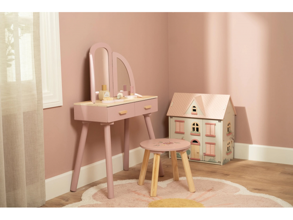 LITTLE DUTCH TOALETNÝ STOLÍK SO STOLIČKOU DREVENÝ PINK