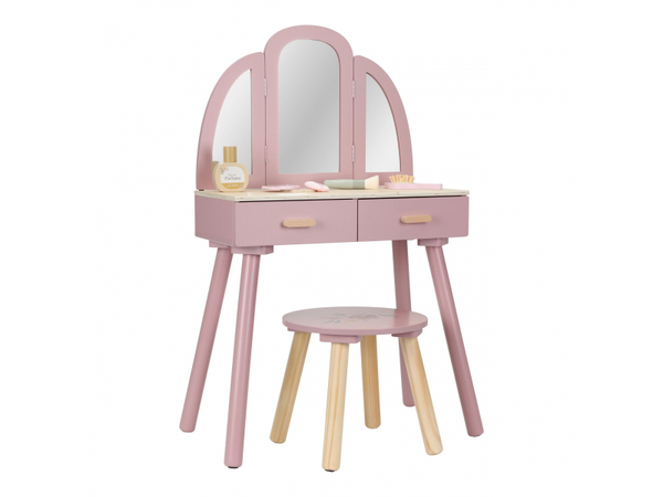 LITTLE DUTCH TOALETNÝ STOLÍK SO STOLIČKOU DREVENÝ PINK