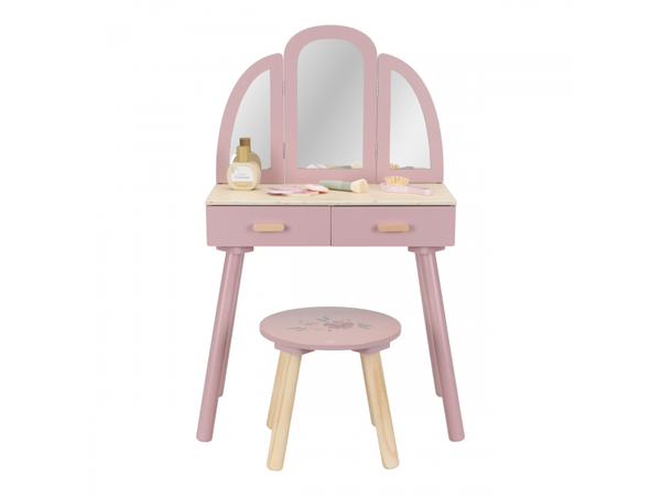 LITTLE DUTCH TOALETNÝ STOLÍK SO STOLIČKOU DREVENÝ PINK