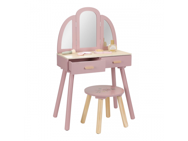 LITTLE DUTCH TOALETNÝ STOLÍK SO STOLIČKOU DREVENÝ PINK