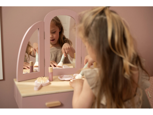 LITTLE DUTCH TOALETNÝ STOLÍK SO STOLIČKOU DREVENÝ PINK