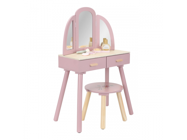 LITTLE DUTCH TOALETNÝ STOLÍK SO STOLIČKOU DREVENÝ PINK