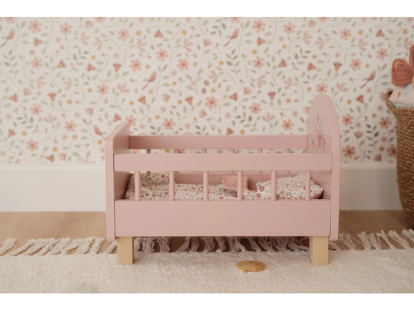 POSTIEĽKA PRE BÁBIKY DREVENÁ S PERINKOU PINK