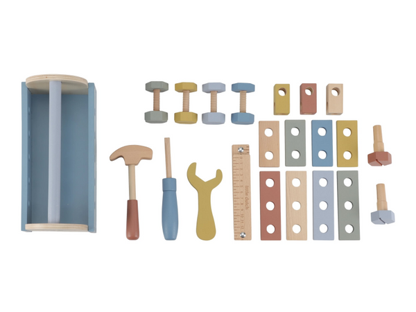 BOX S NÁRADÍM DREVENÝ BLUE