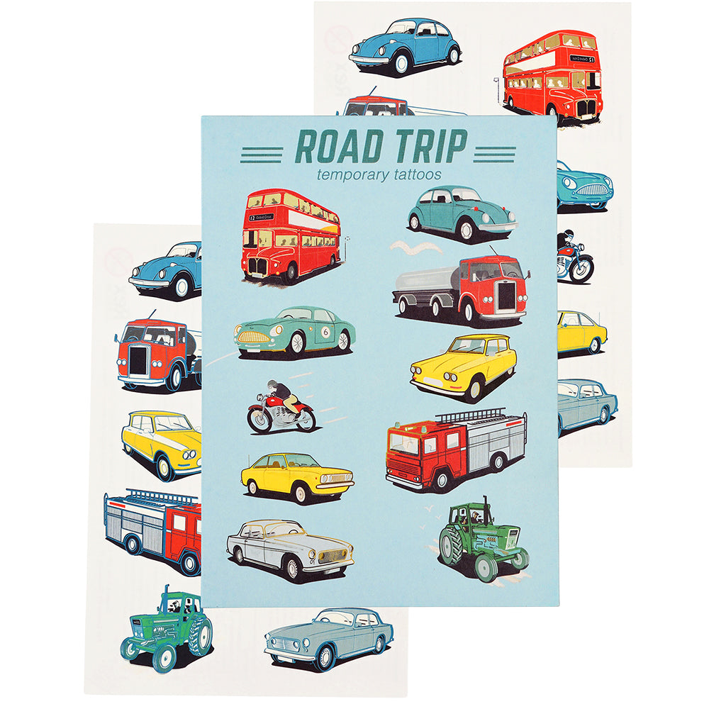 Dočasné tetovačky pre deti road trip – 2 hárky