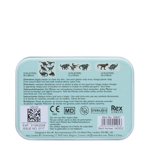 DETSKÉ NÁPLASTE S DINOSAURAMI V KOVOVEJ DÓZE 🦖 – 30 KS