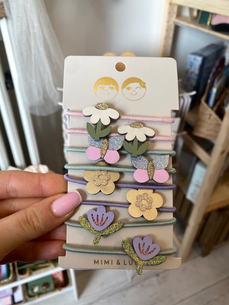 KVETINOVÉ A MOTÝLIKOVÉ MINI GUMIČKY DO VLASOV 8 KS