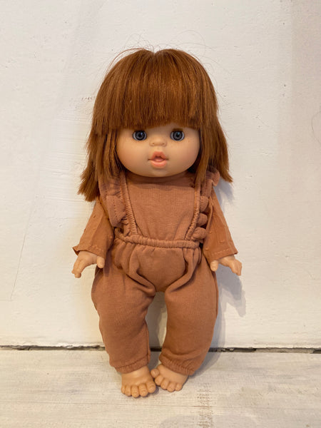 SET OBLEČENIA MINIKANE - OVERAL S BLÚZKOU tehlová