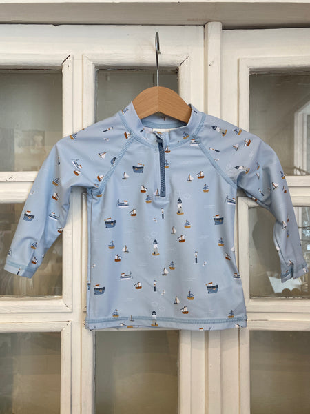 PLAVECKÉ TRIČKO UPF 50+ DLHÝ RUKÁV NÁMORNÍCKY ZÁLIV BLUE 74/80