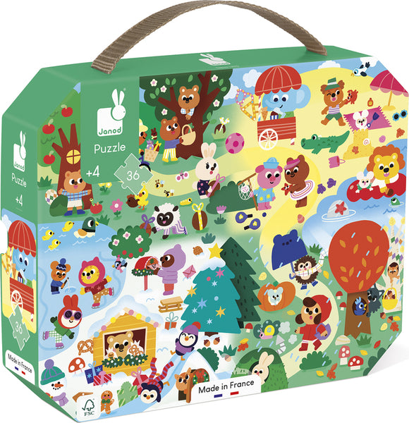 JANOD PUZZLE V KUFRÍKU ŠTYRI ROČNÉ OBDOBIA 36 KS 4R