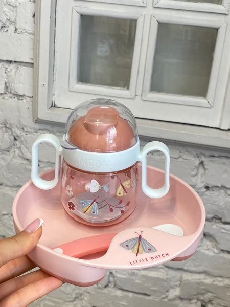 DETSKÁ JEDÁLENSKÁ SÚPRAVA 3-DIELNA KVETY A MOTÝLE