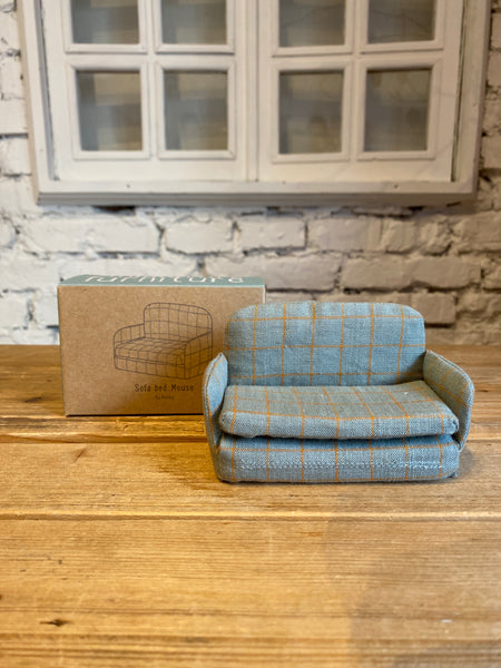 ROZKLADACIA SEDAČKA modrá károvaná - do vypredania