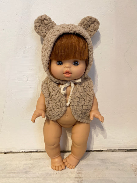 VESTIČKA s čiapkou PRE BÁBIKU MINIKANE hnedá