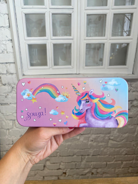 KOZMETICKÁ SADA UNICORN V KOVOVEJ KRABIČKE