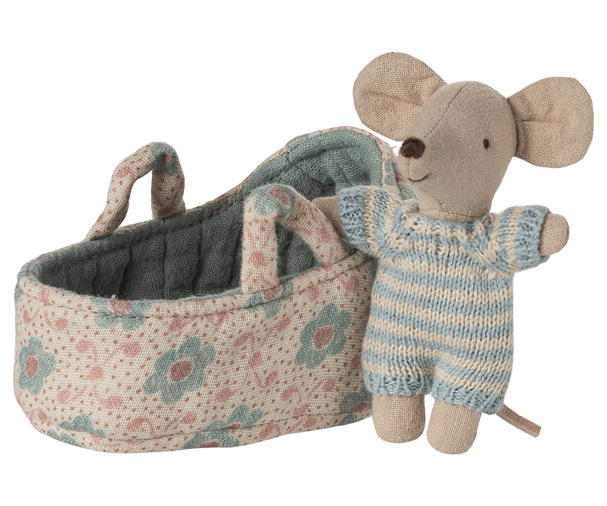 Baby myška V košíku blue