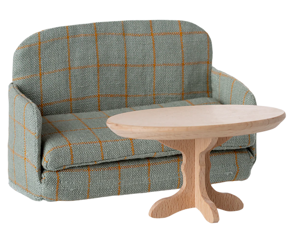 ROZKLADACIA SEDAČKA modrá károvaná - do vypredania