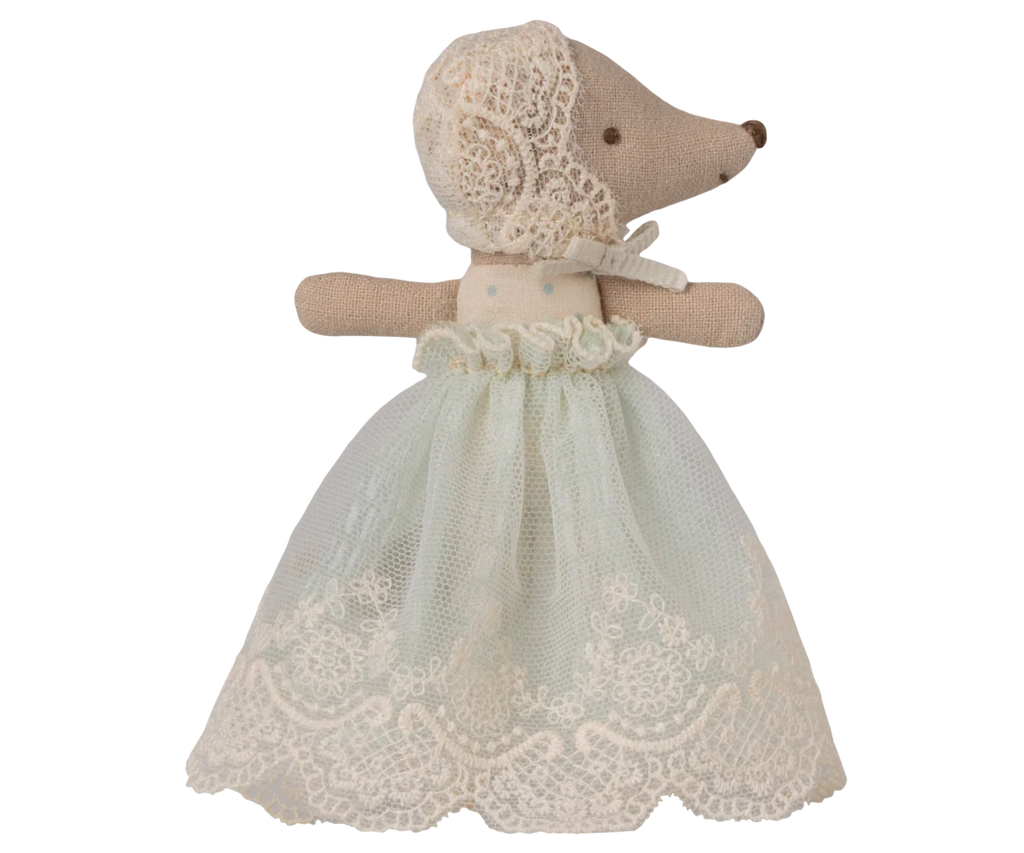 Baby myška MAILEG V slávnostných šatách mint