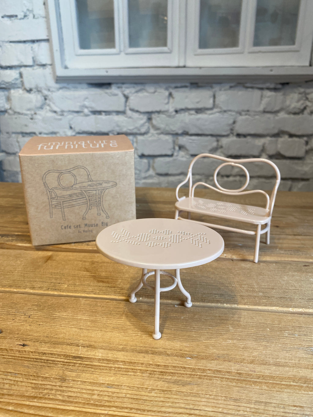 Lavica so stolíkom pale pink (malý domček MAILEG) – obrázok 5
