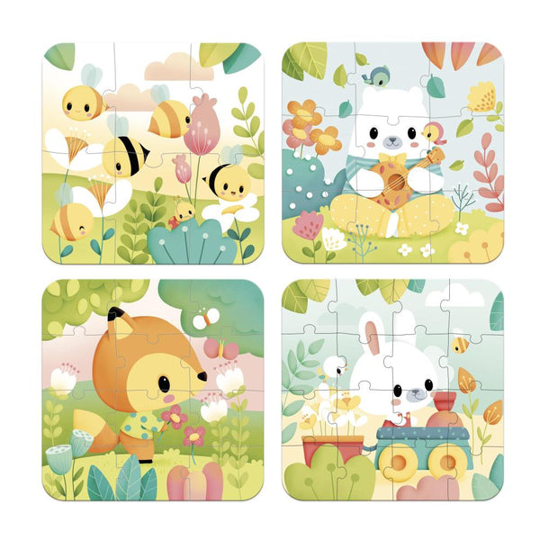 PUZZLE ZVIERATKÁ 4v1 v kufríku 6-9-12-16 ks 2R