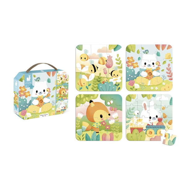 PUZZLE ZVIERATKÁ 4v1 v kufríku 6-9-12-16 ks 2R