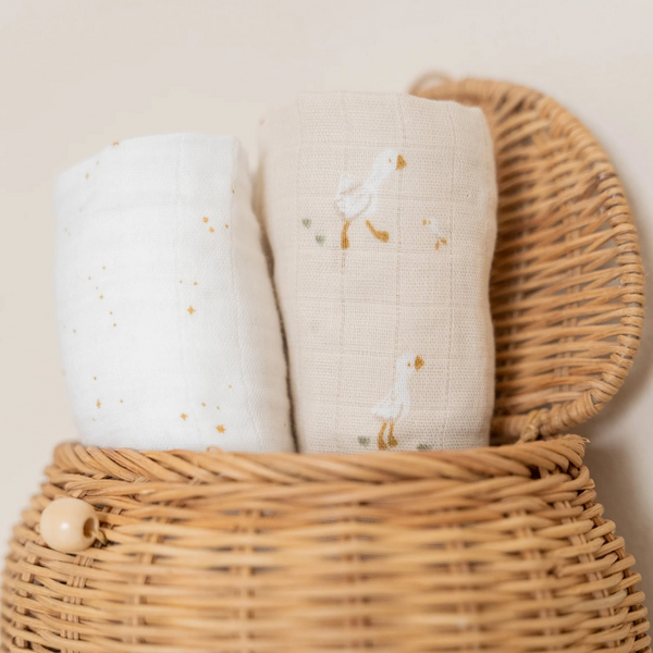 Little Dutch MUŠELÍNOVÉ PLIENKY Z ORGANICKEJ BAVLNY NEWBORN NATURALS 70 × 70 CM (2 KS)