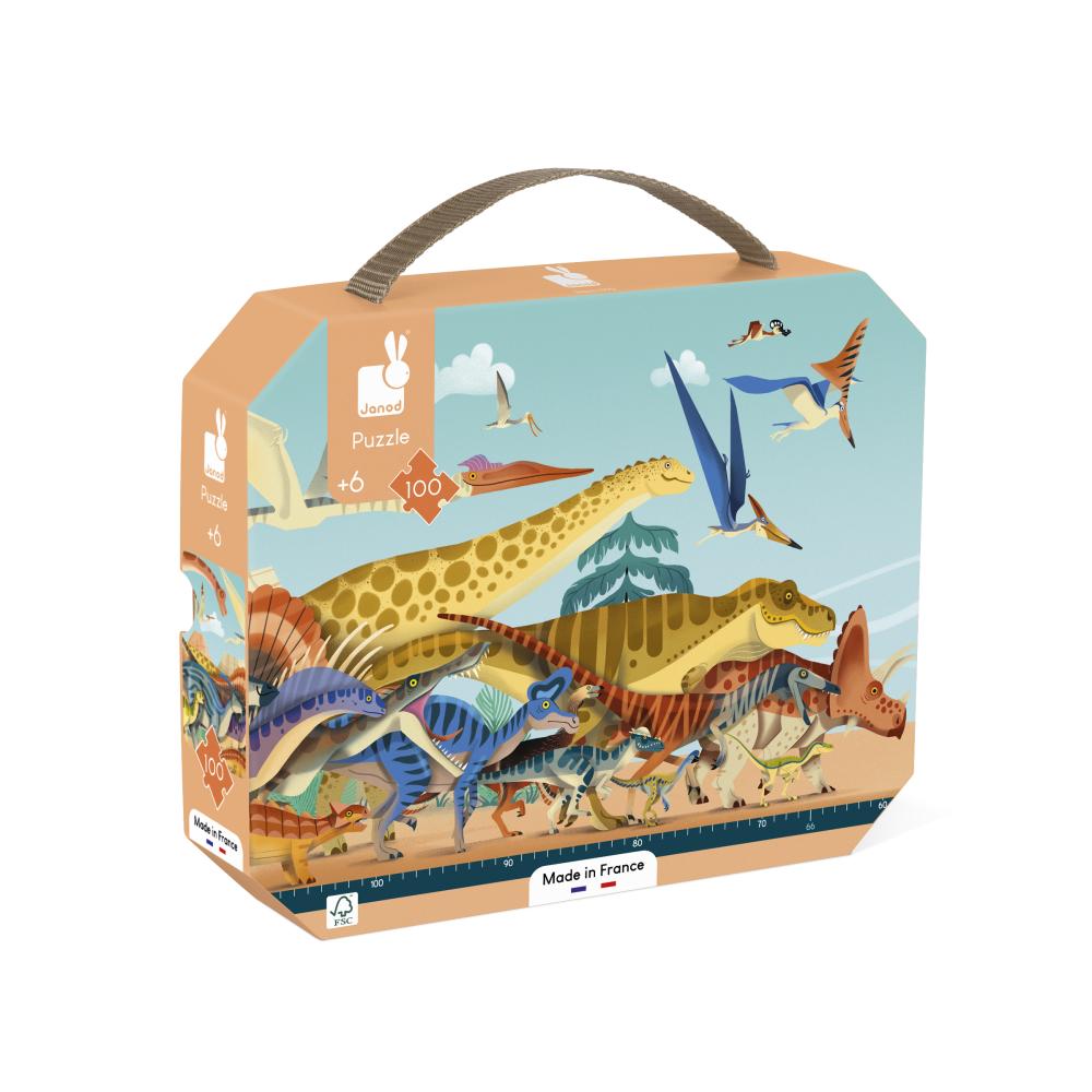 Panoramatické puzzle V kufríku dinosaury 100ks 6R